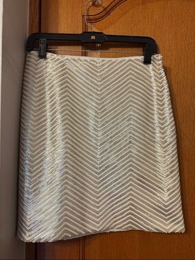 Banana Republic Cream & Metallic Chevron Mini Skirt